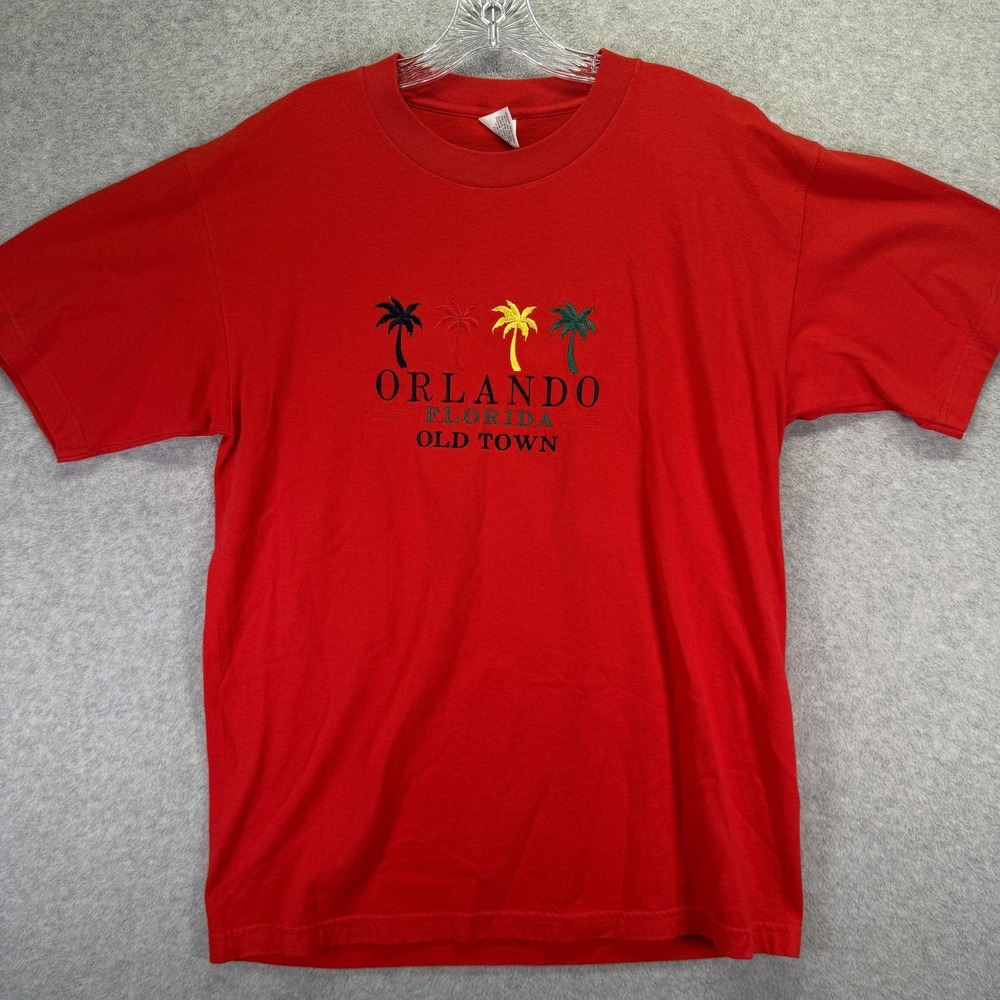 Murina Shirt Mens Large Red Orlando Florida Old Town Graphic Tee Palm Trees